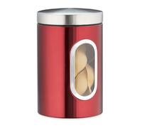 Relaxdays 4 x Red Storage Canisters with Window
