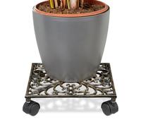 Relaxdays 4 x Square Cast-Iron Plant Caddy