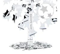 Relaxdays 40 cm Party Popper Silver, Effect Height up to 8m, Star Cannon for New Year’s Eve and Birthdays