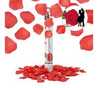 Relaxdays 40 cm Rose Petal Party Popper, Red Roses, Effect Height up to 8 m, Wedding, Engagement, Anniversary, Red