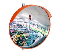 Relaxdays 45 cm Surveillance Mirror, Professional, Shatterproof, Indoor, Holder for Wall & Poles Included, Red
