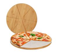 Relaxdays 4x Bamboo Pizza Board with Baking Paper