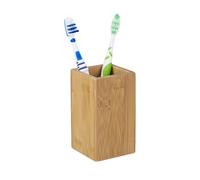 Relaxdays 4x Bamboo Square Toothbrush Holder
