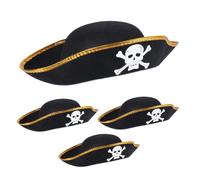 Relaxdays 4x Black Pirate Hat Set