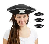 Relaxdays 4x Black Pirate Hat Set