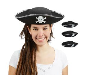 Relaxdays 4x Black Pirate Hat Set