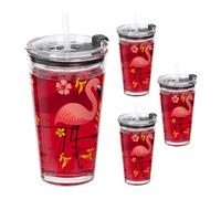 Relaxdays 4x Children's Cups with Flamingo Motif