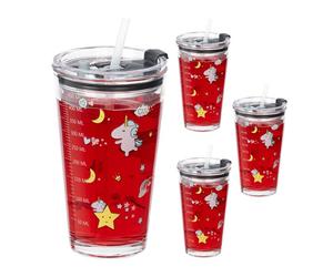 Relaxdays 4x Children's Cups with Unicorn Motif