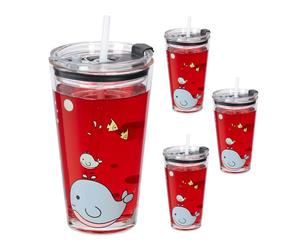 Relaxdays 4x Children's Cups with Whale Motif
