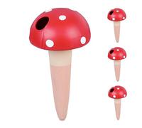 Relaxdays 4x Clay Cone Watering, 100ml, Toadstool Design, Irrigation Aid, Houseplants & Balcony Boxes, Terracotta/Red, Ceramics, 16 x 8.5 x 8.5 cm