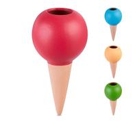 Relaxdays 4x Clay Cone Watering, 300ml each, Irrigation Aid for Houseplants, Ball Design, Sprinkler Plug, Colourful, Ceramics, 18 x 9 x 9 cm