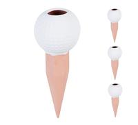 Relaxdays 4X Clay Cone Watering, for 1.5 Litre PET Bottles, Irrigation Aid, Ceramic, 17.5 x 7 x 7 cm, White/Terracotta