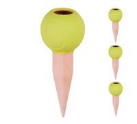 Relaxdays 4X Clay Cone Watering, for 1.5 Litre PET Bottles, Irrigation Aid, Ceramic, 17.5 x 7 x 7 cm, Yellow/Terracotta