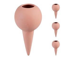 Relaxdays 4x Clay Cone Watering, for 1.5 Litre PET Bottles, Irrigation Aid, Ceramic, HxØ: 18 x 9 cm, Terracotta