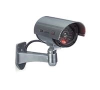 Relaxdays 4x Dummy Camera, Flashing LED Light, Indoor & Outdoor, Burglar Deterrent, Silver