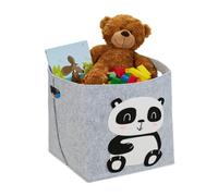 Relaxdays 4x Felt Storage Baskets with Panda Motif