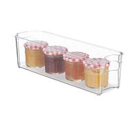 Relaxdays 4x Fridge Organisers, Narrow Kitchen Storage with Handles, for Bathroom, HWD: 10 x 11 x 37.5 cm, Transparent