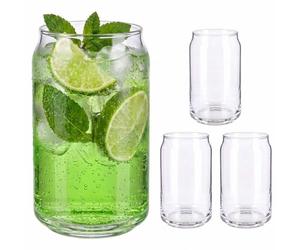 Relaxdays 4x long drink glasses, can-shaped
