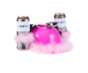 Relaxdays 4x Pink Party Drinking Beer Hat