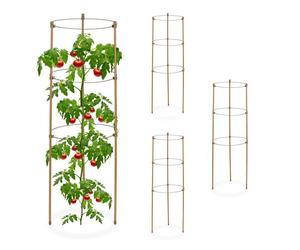 Relaxdays 4x Round Tomato Support in Brown, 60 cm