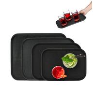 Relaxdays 4X Serving Trays in Various Sizes, Rectangular, Drinks Plate, Non-Slip Rubber Surface, Waiter Catering, Black, 2.5 x 56 x 41 cm