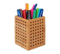 Relaxdays 4x Set Bamboo Pen Holder