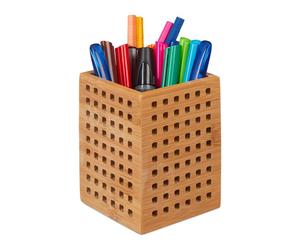 Relaxdays 4x Set Bamboo Pen Holder