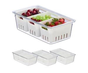 Relaxdays 4x Stackable Fridge Boxes with Drainage