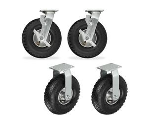 Relaxdays 4x swivel castor air tyres 3.00-4