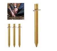 Relaxdays 4X Tent Pegs, T-Shaped, Ground Anchors, Camping Nail, Durable, Heavy Duty, Secure, Steel, 30cm Long, Gold