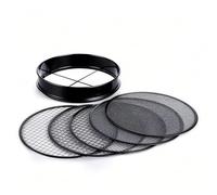 Relaxdays 5-in-1 Round Garden Sieve, Replaceable Inserts, Ø30 cm, Soil, Gravel & Sand, Stainless Steel, Black