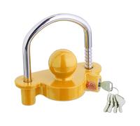 Relaxdays 5 Keys Anti-Theft Car & Horse Trailer Caravan Hitch Lock Yellow Silver