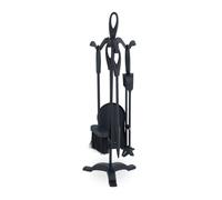 Relaxdays 5-piece Black Iron Fireplace Tool Set