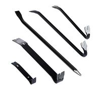 Relaxdays 5-Piece Crowbar Set, Crowbar, Pry Bar, Wrecking Bar, Tire Iron; Stainless Steel, Black