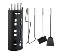 Relaxdays 5-piece Fireplace Tool Set Black