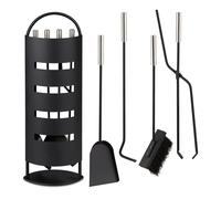 Relaxdays 5-piece Fireplace Tool Set Black/Silver