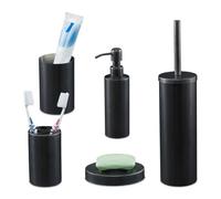 Relaxdays 5-piece toilet accessory set, anthracite