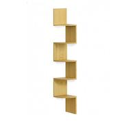 Relaxdays 5-Tier Zigzag Corner Wall Shelf, MDF, Hanging Bookcase, Natural, 125x20x20 cm