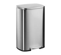 Relaxdays 50 Litre Kitchen Removable Inner Foot Soft Close Stainless Steel Pedal Bin Silver, 10% Plastic 90%