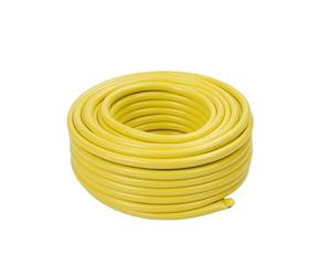 Relaxdays 50m UV & weatherproof garden hose, 1/2" water hose, woven PP, yellow, 150cm x 150cm