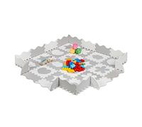 Relaxdays 52-Piece Jigsaw playmat, EVA, Non-Toxic, Interlocking Foam mats, Soft Play, Different Designs, Grey/White, 31.5 x 31.5 x 1 cm