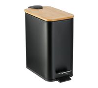 Relaxdays 5L Bathroom Waste Bin with Bamboo Lid