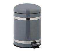 Relaxdays 5L Pedal Bin with Soft Close, Inside Bucket with Handle, Kitchen Waste Bin, Trash Can, Stainless Steel, Grey