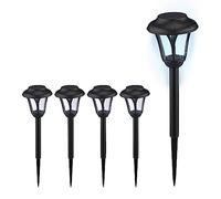 Relaxdays 5X Solar Lamps, Classic Design, Pathway Lighting, with Twilight Sensor, HxØ: 39x11 cm, Ground Spike, Black