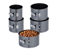Relaxdays 5x Springform Pans, Round Baking Forms, Ø 12,14,16,18,20 cm, Stainless Steel, Non-stick Coating, Anthracite, Steel, 11 x 20 cm