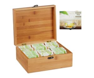 Relaxdays 6-Compartment Bamboo Tea Box