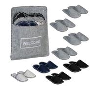 Relaxdays 6 Pairs of Felt Guest Slippers