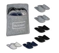 Relaxdays 6 Pairs of Felt Guest Slippers