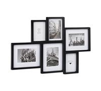 Relaxdays 6 Pictures Gallery Frame Portrait and Landscape Format Photo Collage Height 51 x Width 75.5 cm Black, 51 x 75,5 cm