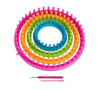 Relaxdays Knitting Loom Set, 4 Frames, Round Rings, Children & Adults, Hat & Scarf, Ø 28cm, 24cm, 19cm, 14cm, Colourful